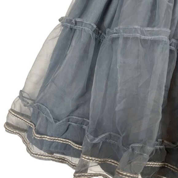 Tularosa Delaney Skirt in Vintage Blue Lined Organza Ruffles Elastic Waist Small - Picture 3 of 11